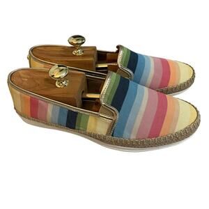 Anne Klein Zamina Pastel Stripe Canvas Espadrille Loafer Shoes Size 9.5 AK193032